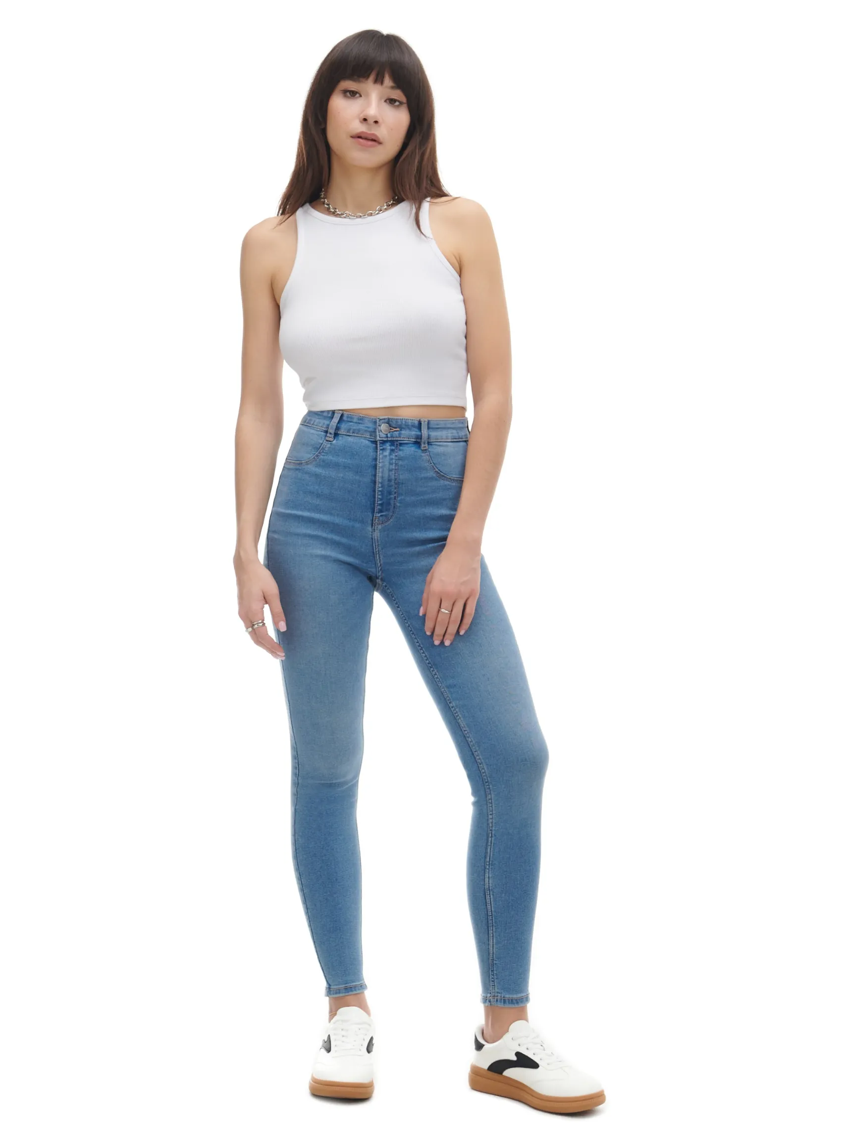 Outlet Cropp e jeansy skinny niebieski