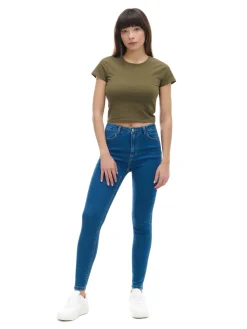 Outlet Cropp e jeansy skinny push up niebieski
