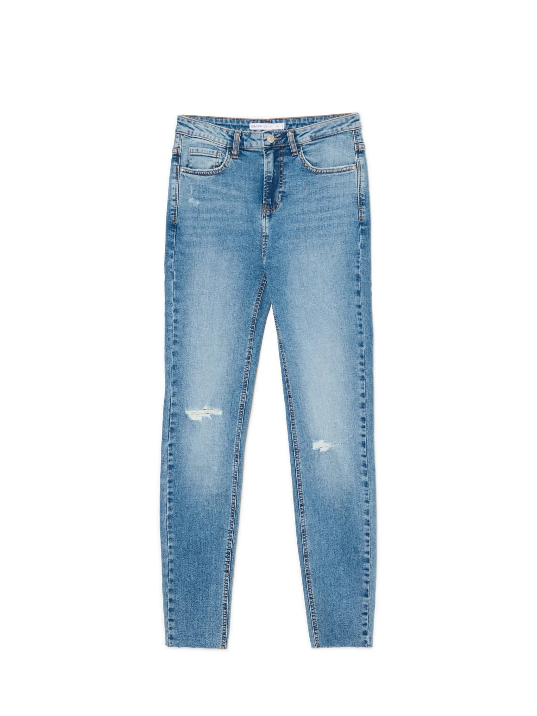 Outlet Cropp e jeansy skinny z przetarciami niebieski