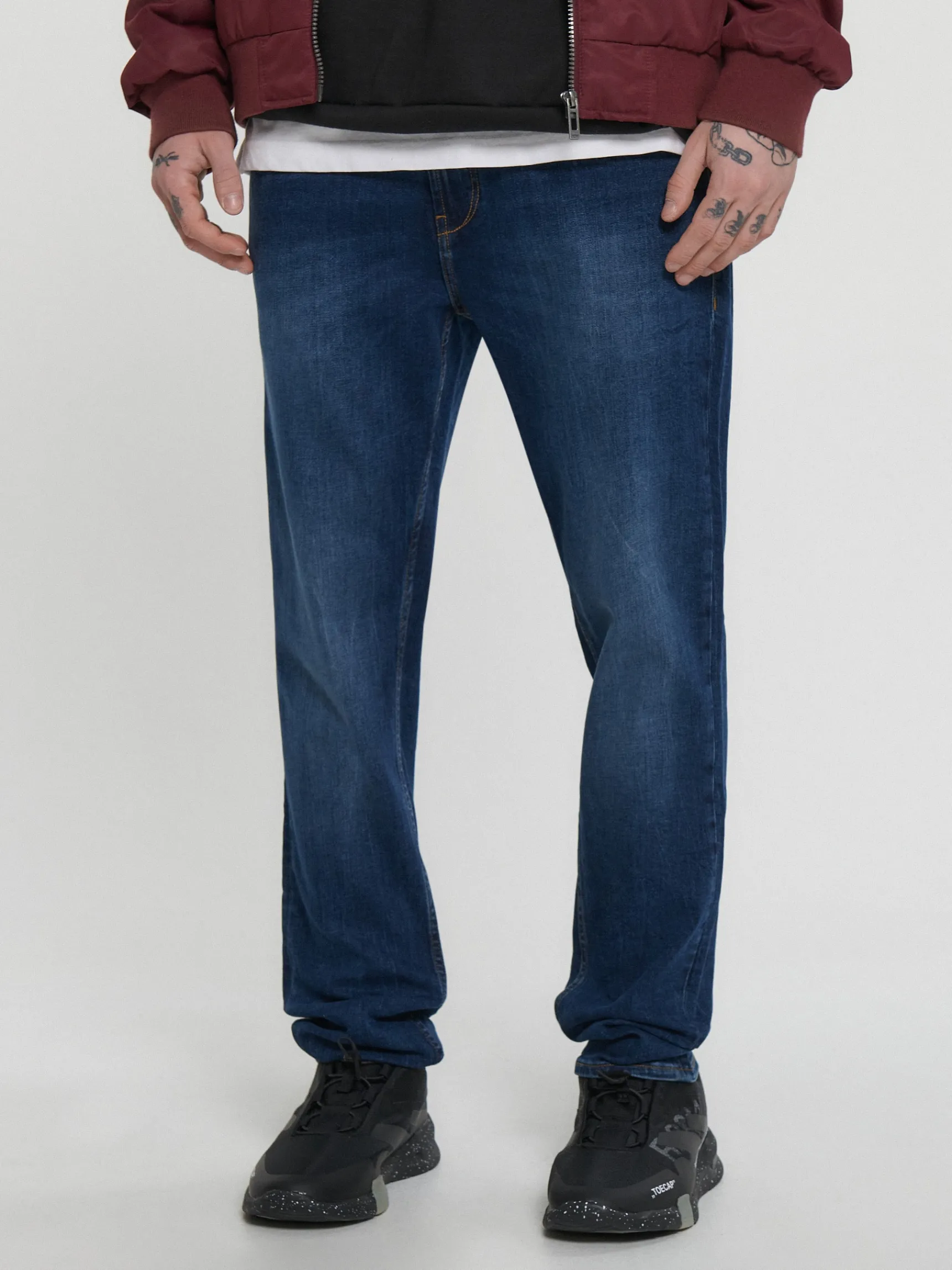 Clearance Cropp Niebieskie jeansy slim granatowy
