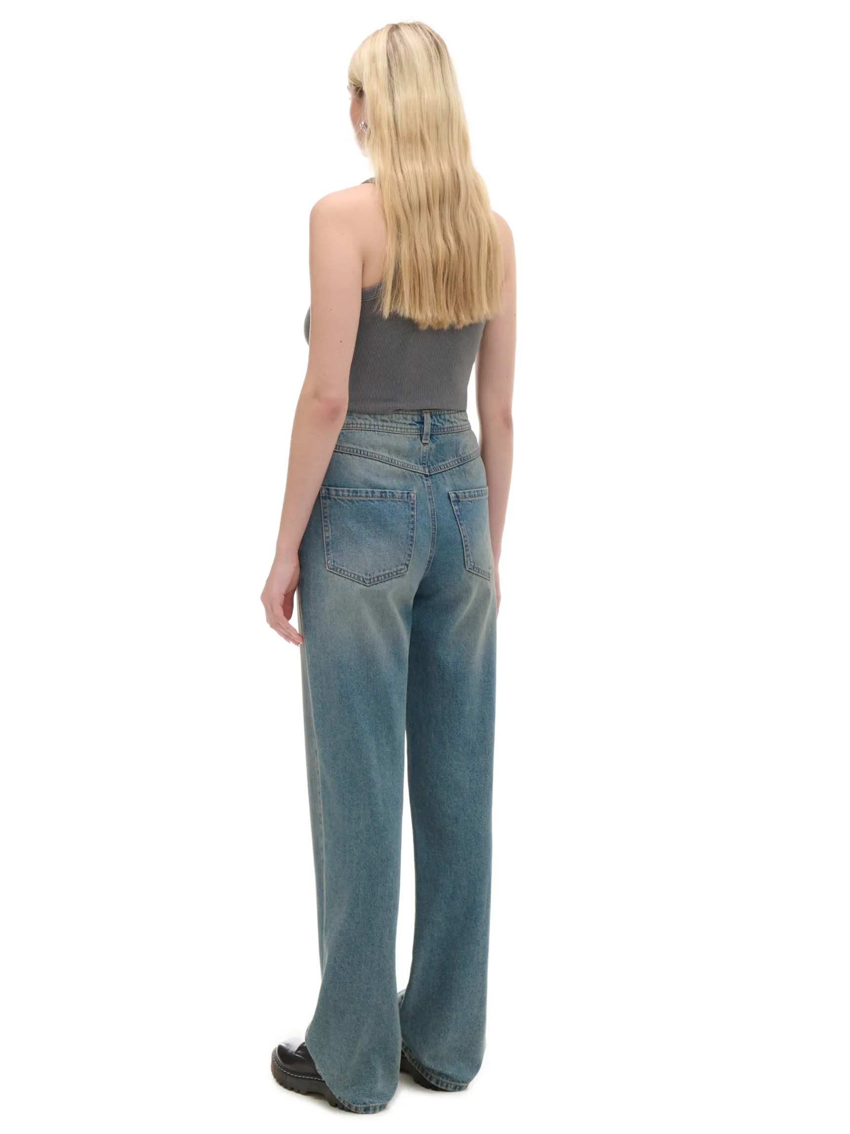 Sale Cropp e jeansy straight TALL niebieski