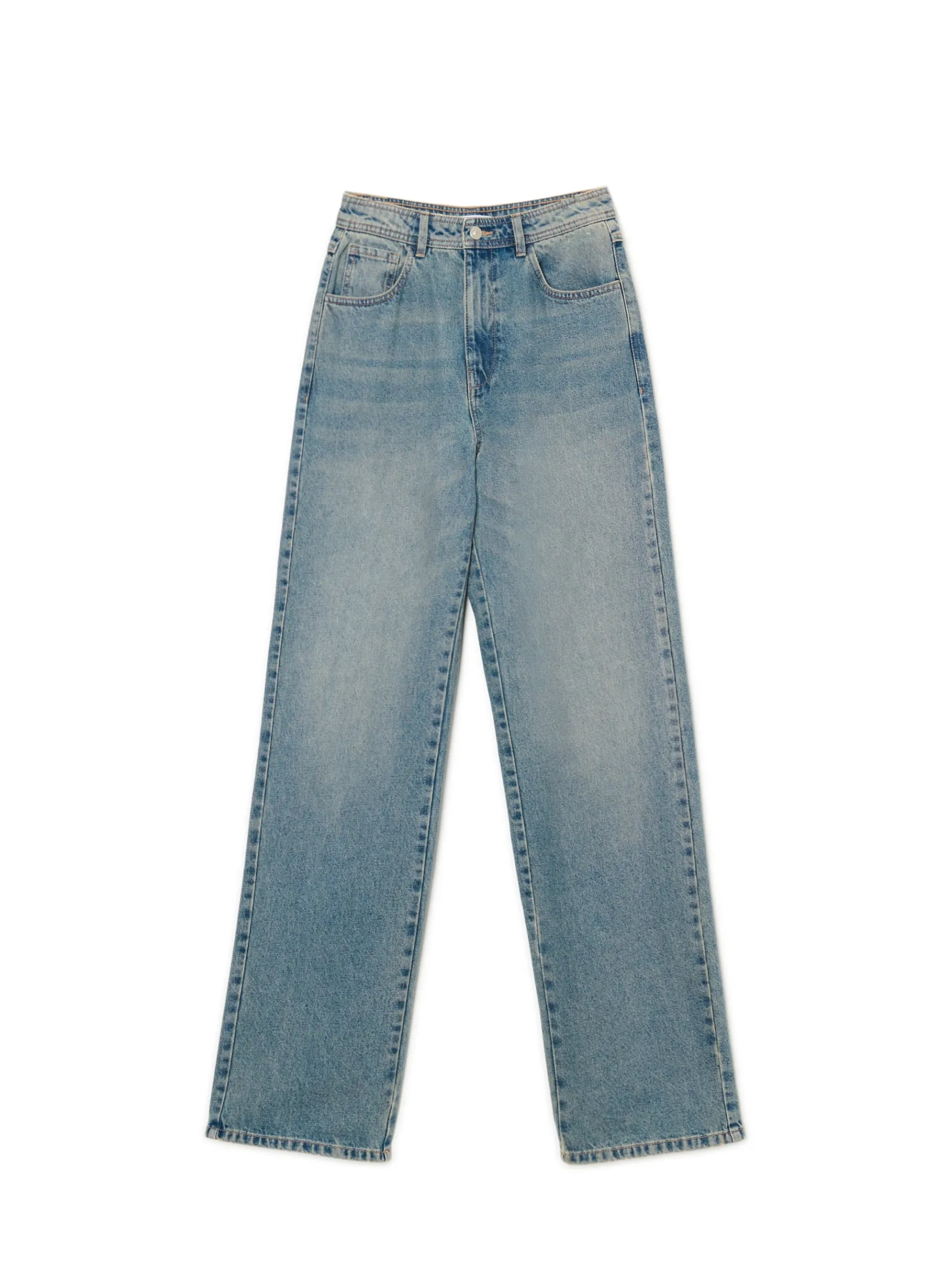 Sale Cropp e jeansy straight TALL niebieski