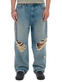 Online Cropp e jeansy super baggy niebieski