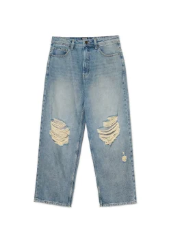 Online Cropp e jeansy super baggy niebieski