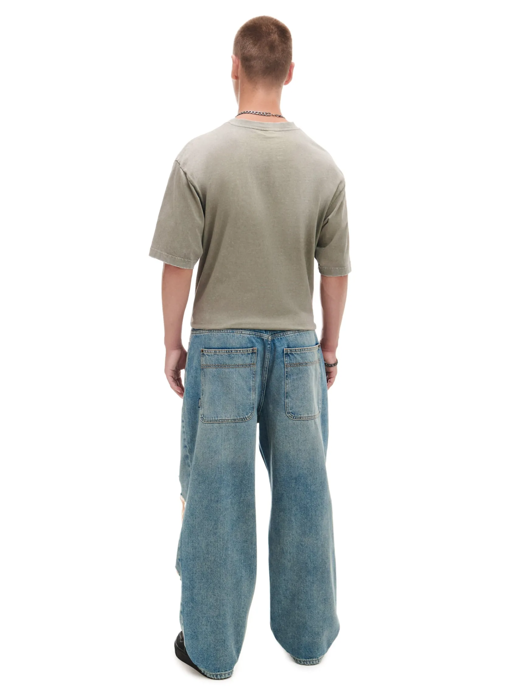 Online Cropp e jeansy super baggy niebieski