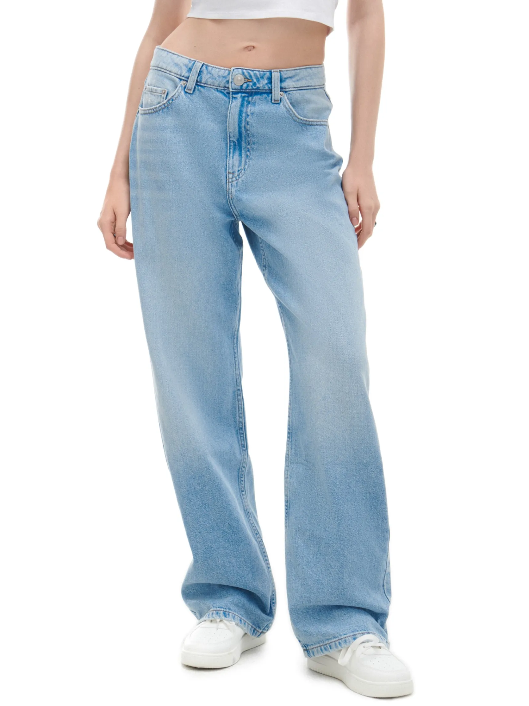 Outlet Cropp e jeansy wide leg niebieski