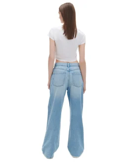 Outlet Cropp e jeansy wide leg niebieski