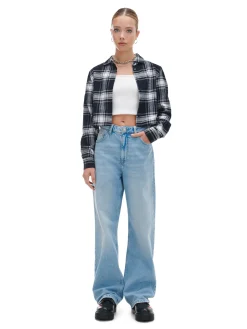 Outlet Cropp e jeansy wide leg niebieski