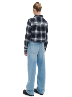 Outlet Cropp e jeansy wide leg niebieski