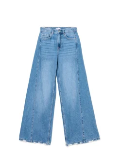 Hot Cropp e jeansy wide leg niebieski