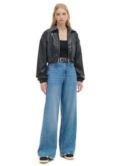 Hot Cropp e jeansy wide leg niebieski