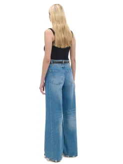 Hot Cropp e jeansy wide leg niebieski