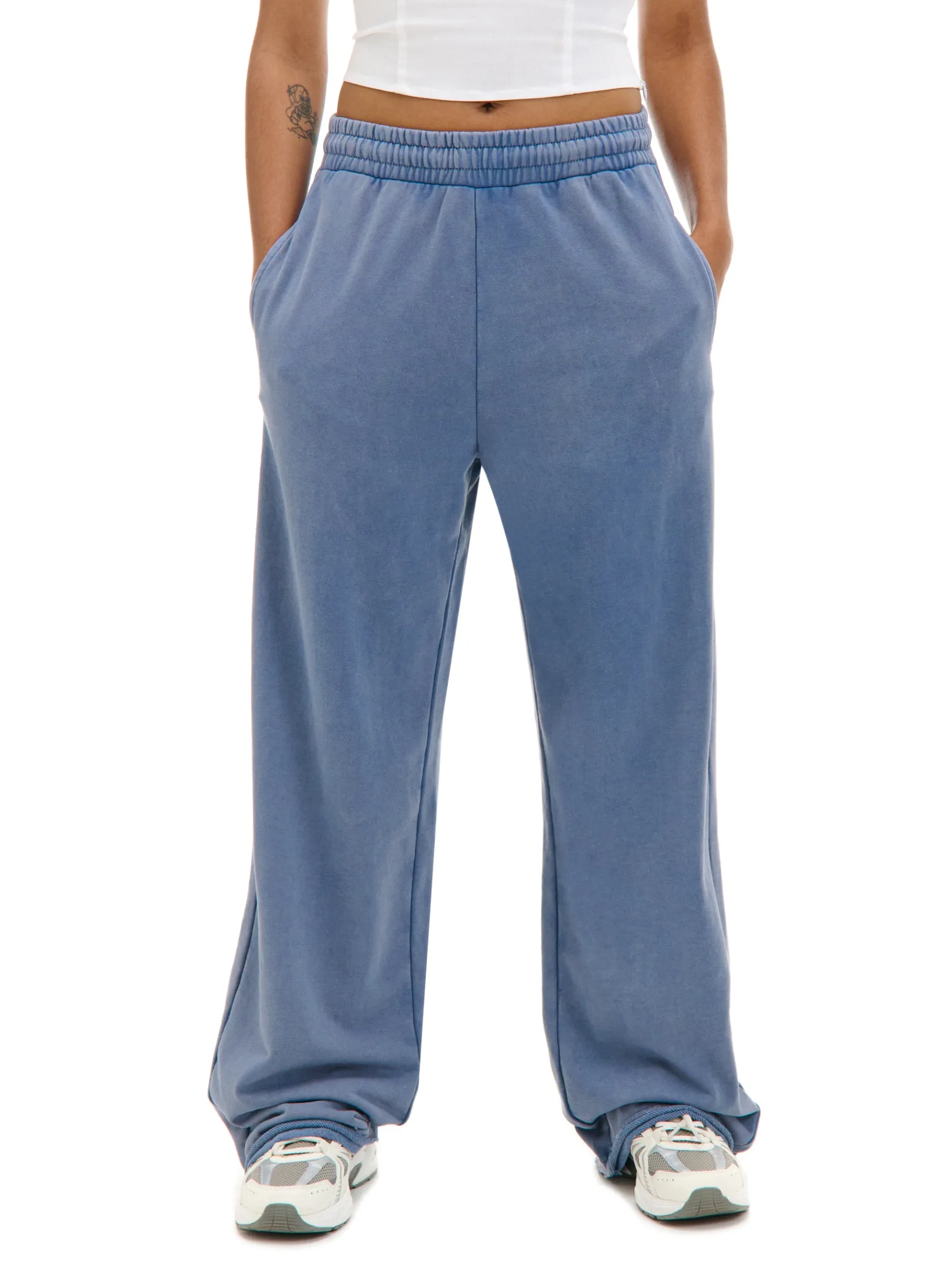Best Cropp Niebieskie spodnie wide leg surowygranatowy