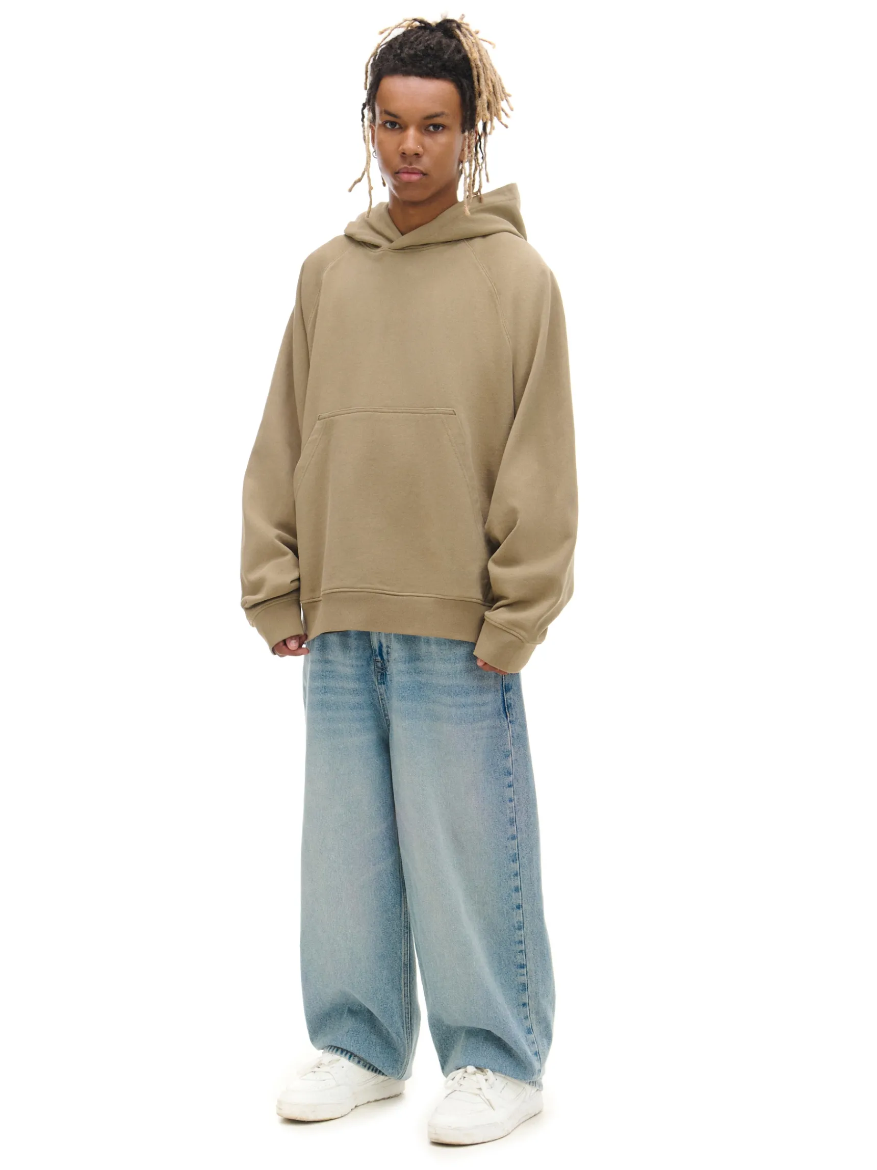 Fashion Cropp Oliwkowa bluza oversize z kapturem zielony