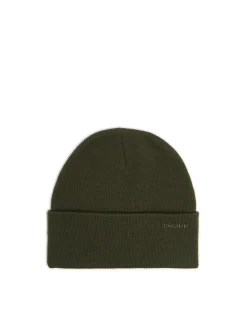 Best Cropp Oliwkowa czapka beanie z naszywką zielony