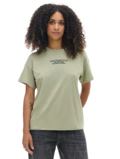 Best Cropp Oliwkowa koszulka oversize z napisem zielony