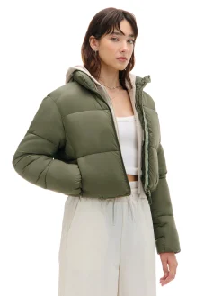 Clearance Cropp Oliwkowa kurtka puffer zielony