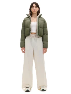 Clearance Cropp Oliwkowa kurtka puffer zielony