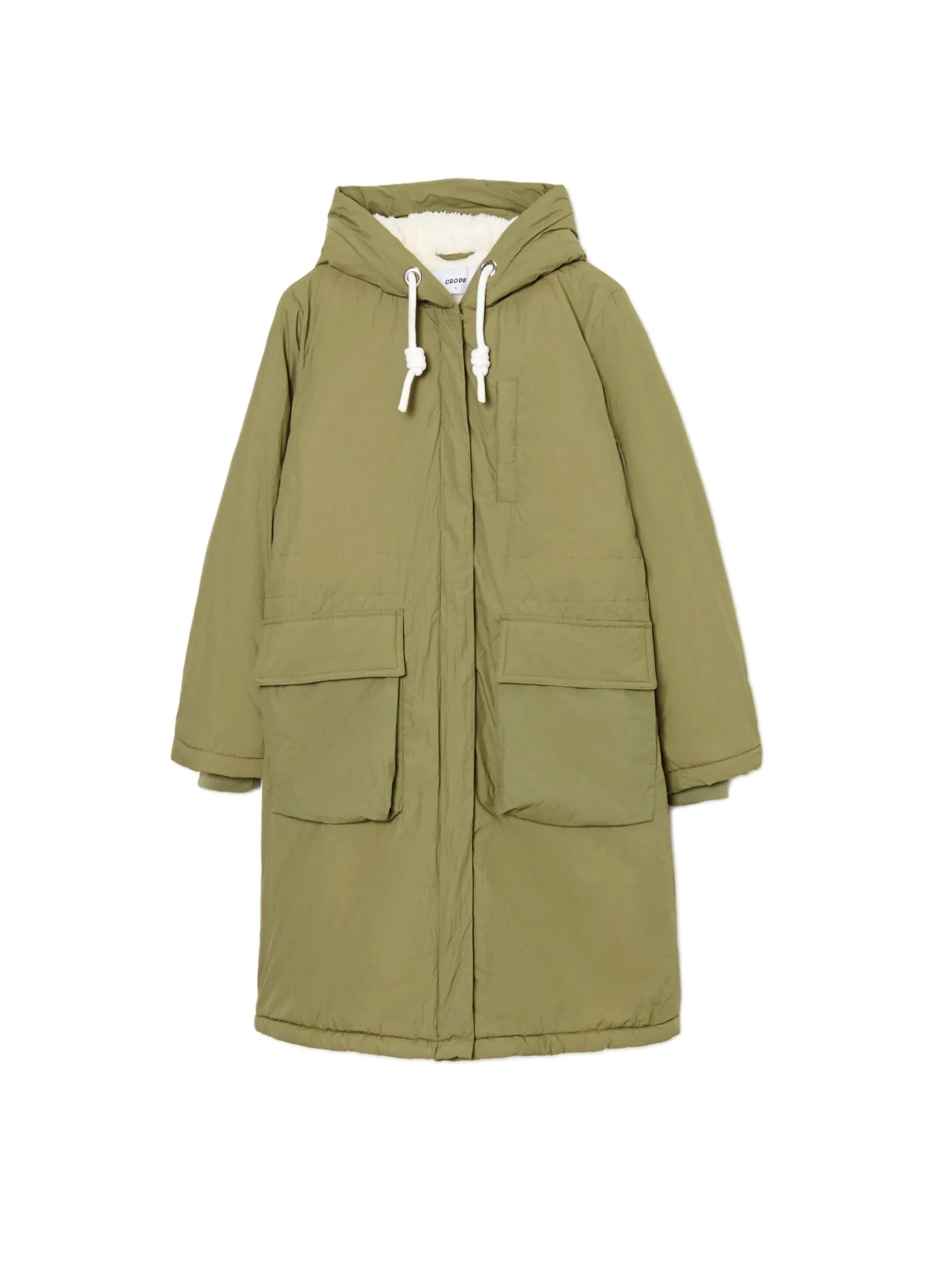 New Cropp Oliwkowa parka z kapturem zielony