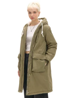 New Cropp Oliwkowa parka z kapturem zielony