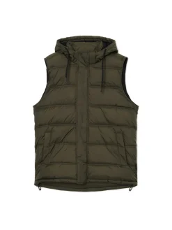 Fashion Cropp Oliwkowa pikowana kamizelka z kapturem zielony