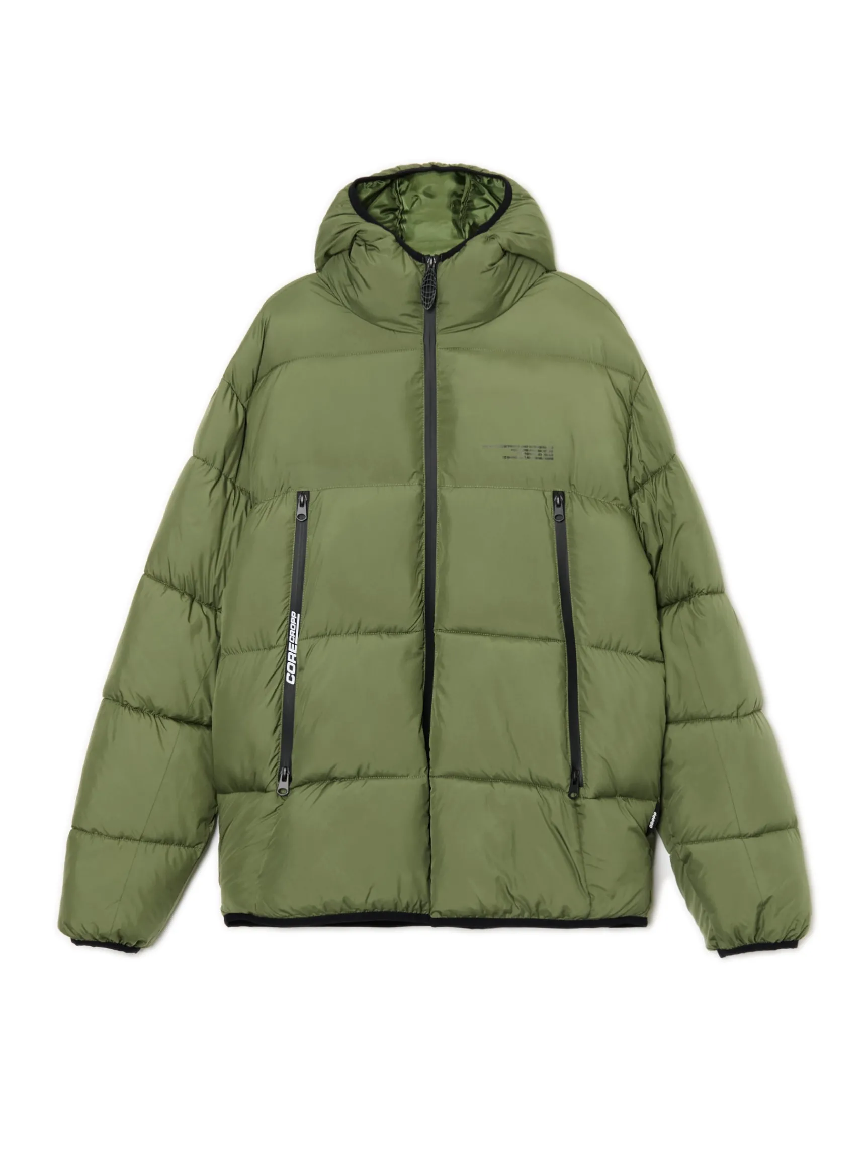 Clearance Cropp Oliwkowa pikowana kurtka puffer zielony