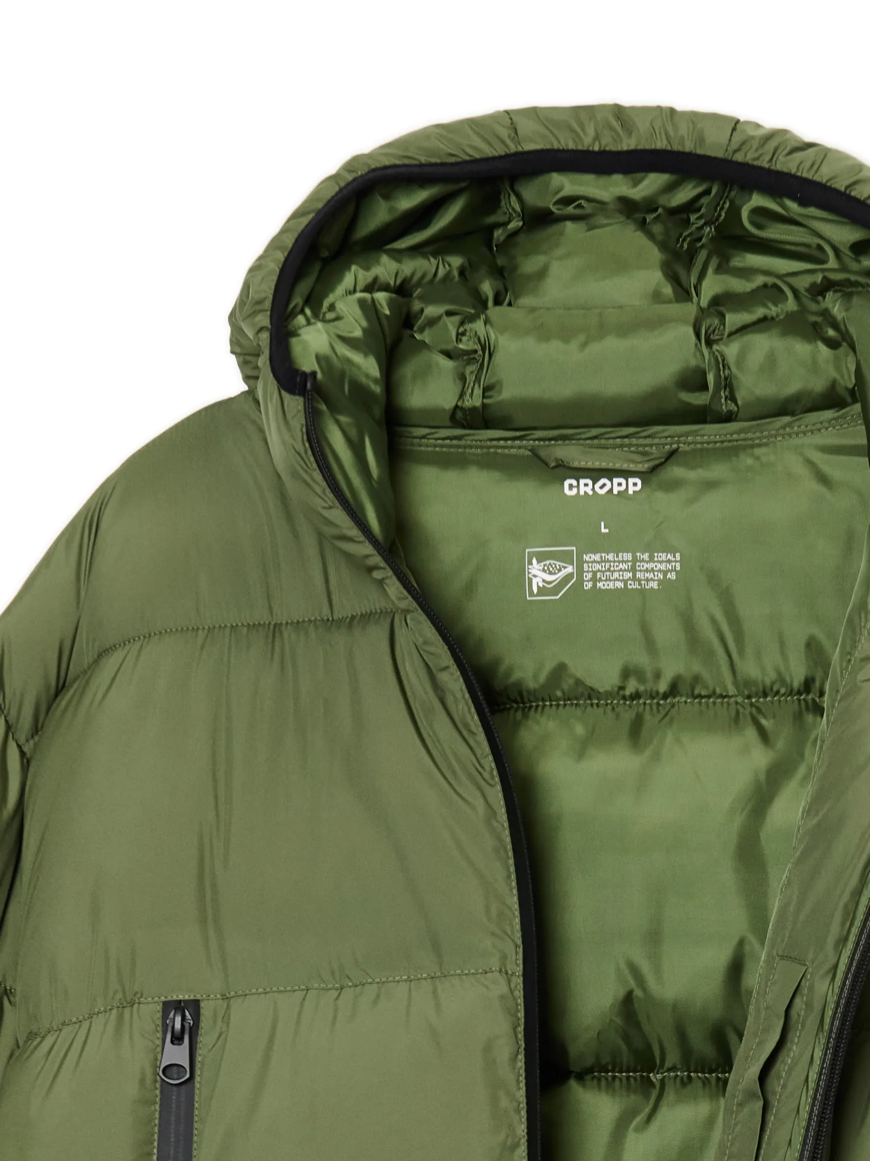 Clearance Cropp Oliwkowa pikowana kurtka puffer zielony