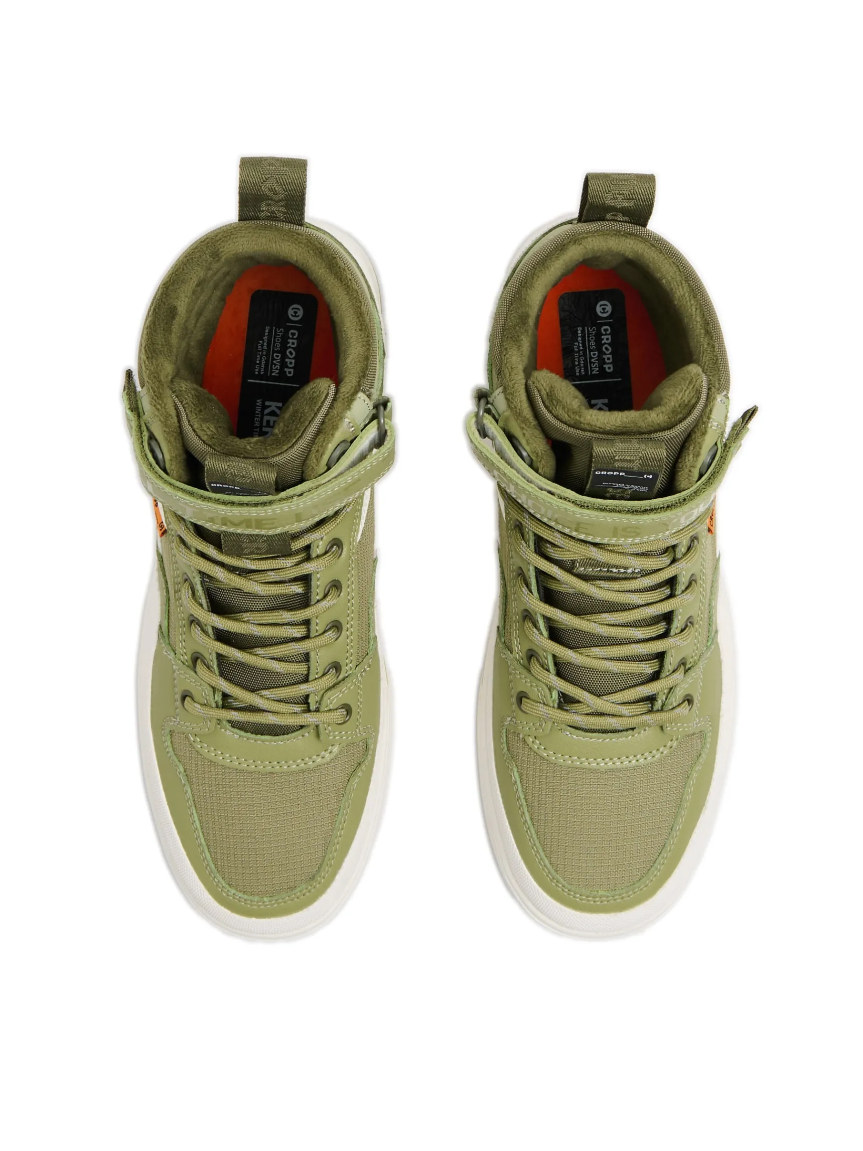Discount Cropp Oliwkowe sneakersy za kostkę zielony