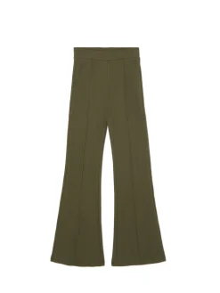 Discount Cropp Oliwkowe spodnie flare zielony