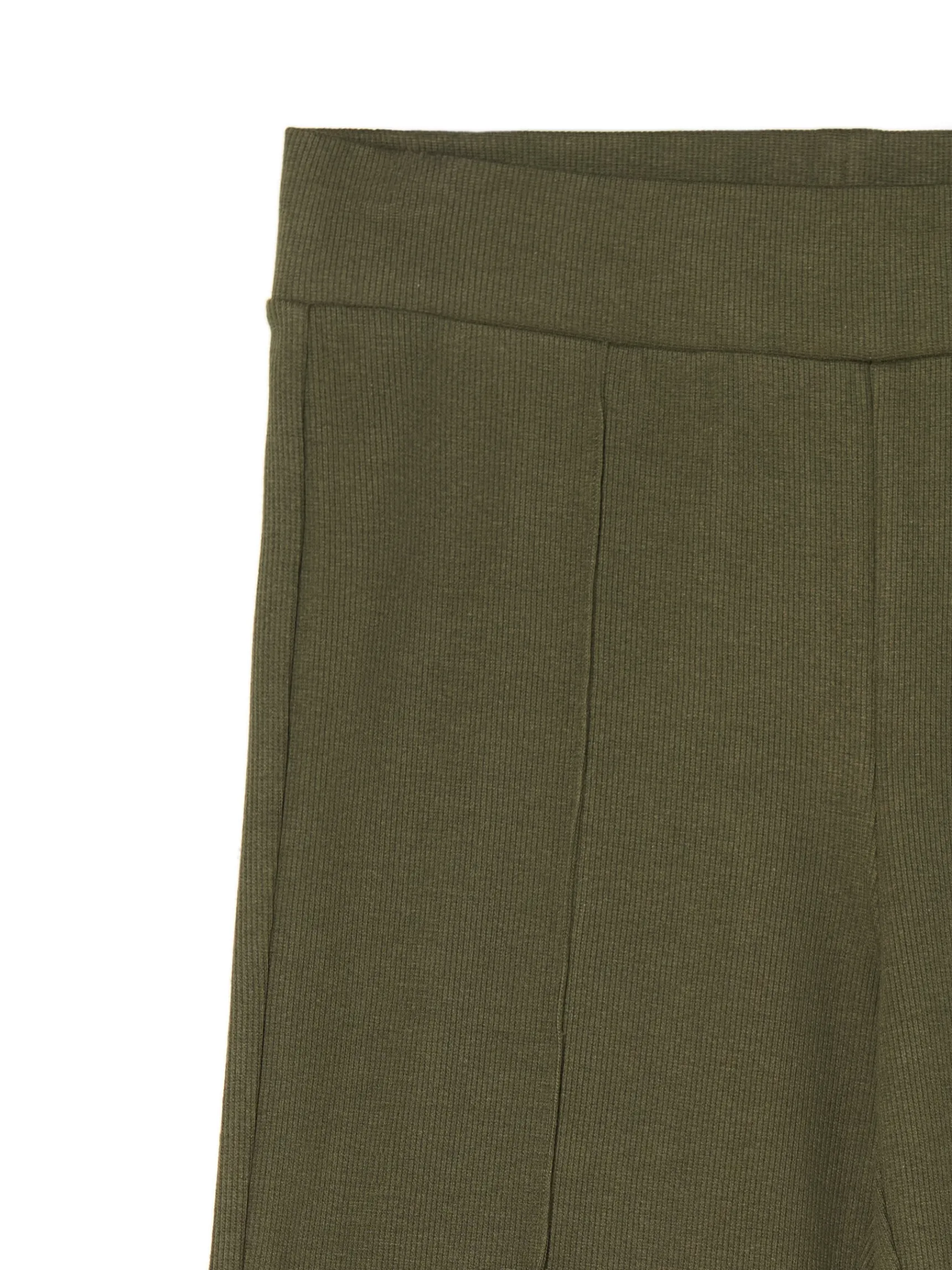 Discount Cropp Oliwkowe spodnie flare zielony