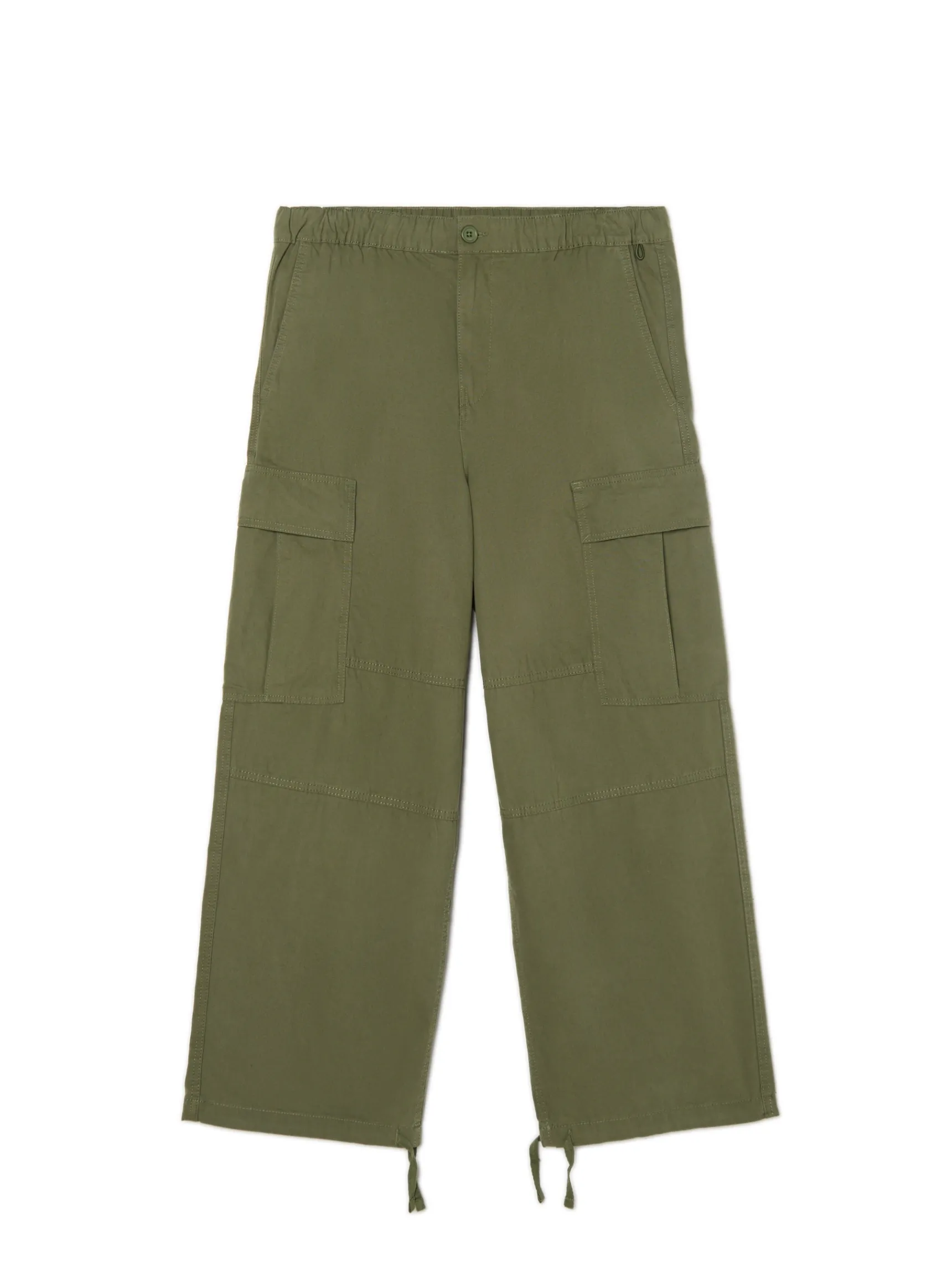 New Cropp Oliwkowe spodnie loose z regulacją nogawek zielony
