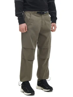 Best Cropp Oliwkowe spodnie parachute z paskiem zielony