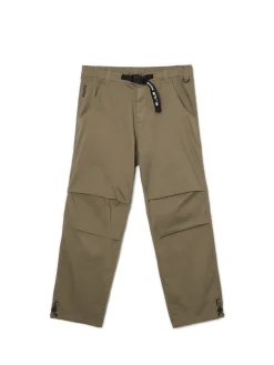 Best Cropp Oliwkowe spodnie parachute z paskiem zielony