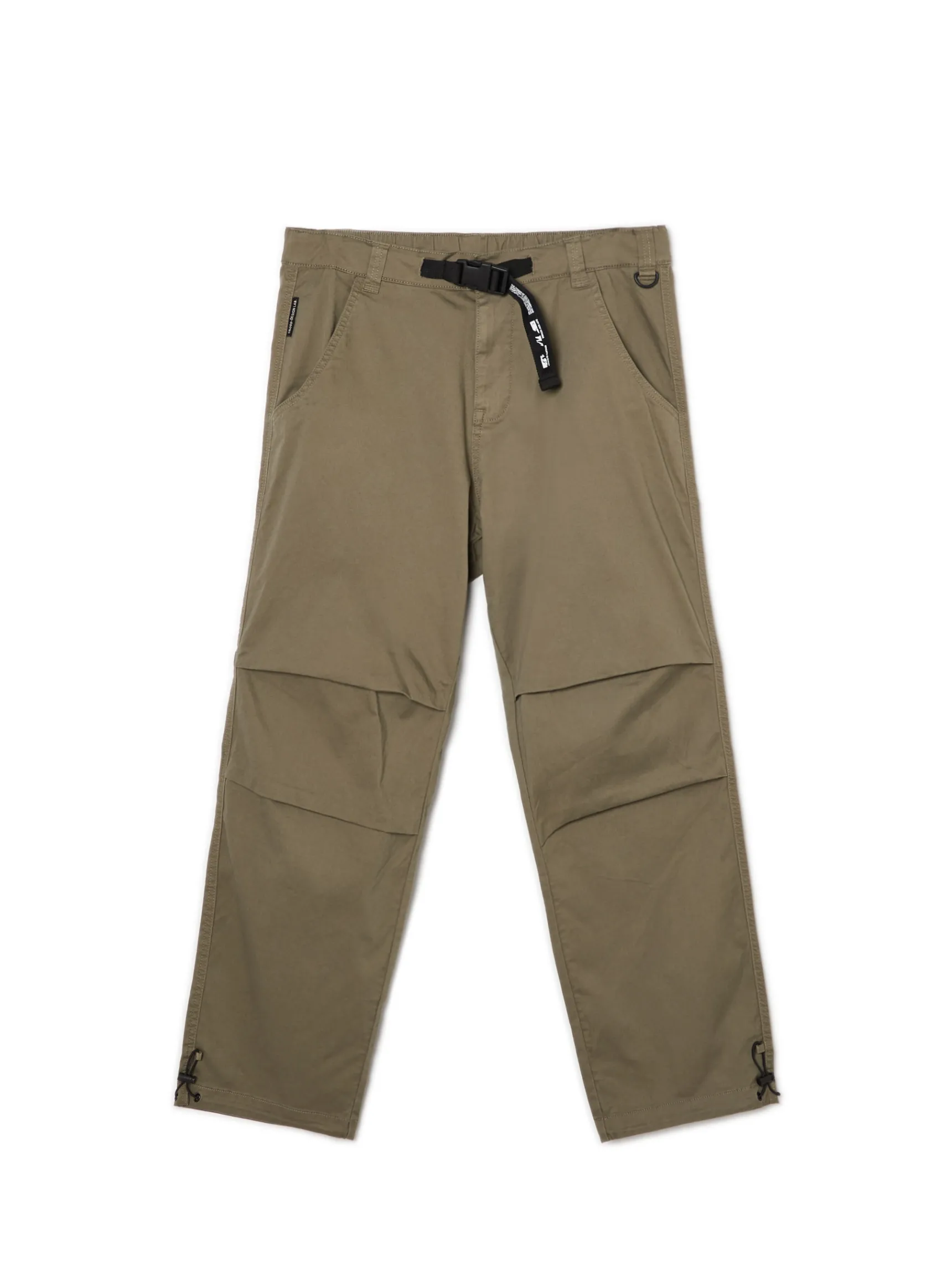 Best Cropp Oliwkowe spodnie parachute z paskiem zielony
