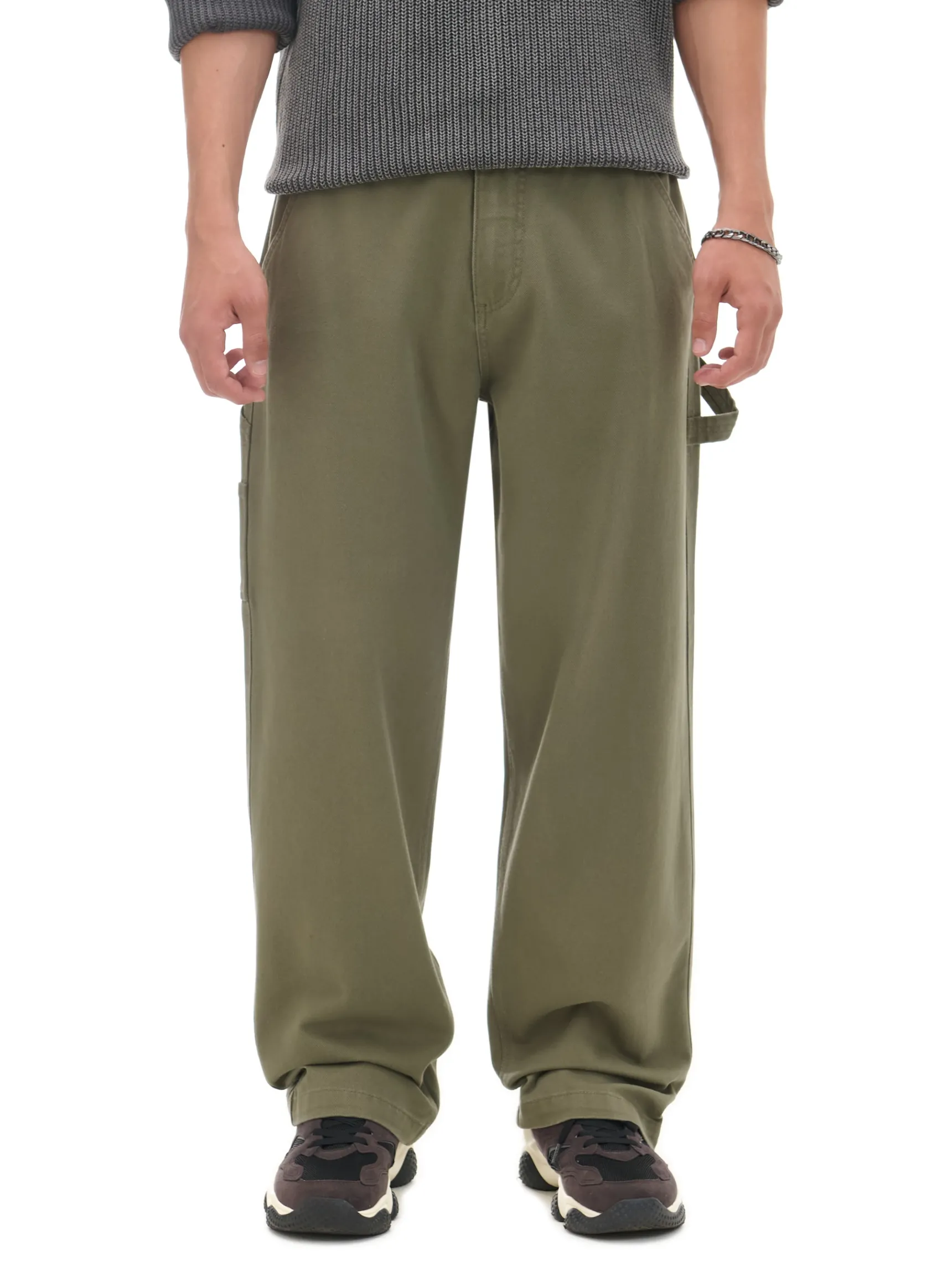 Fashion Cropp Oliwkowe spodnie wide leg zielony