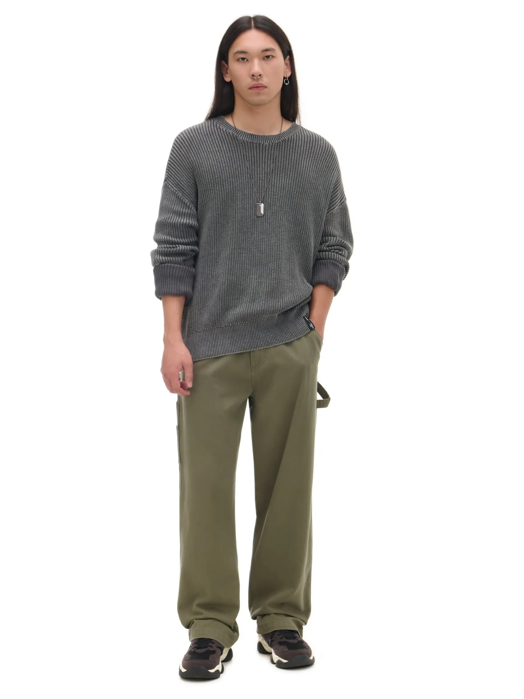 Fashion Cropp Oliwkowe spodnie wide leg zielony