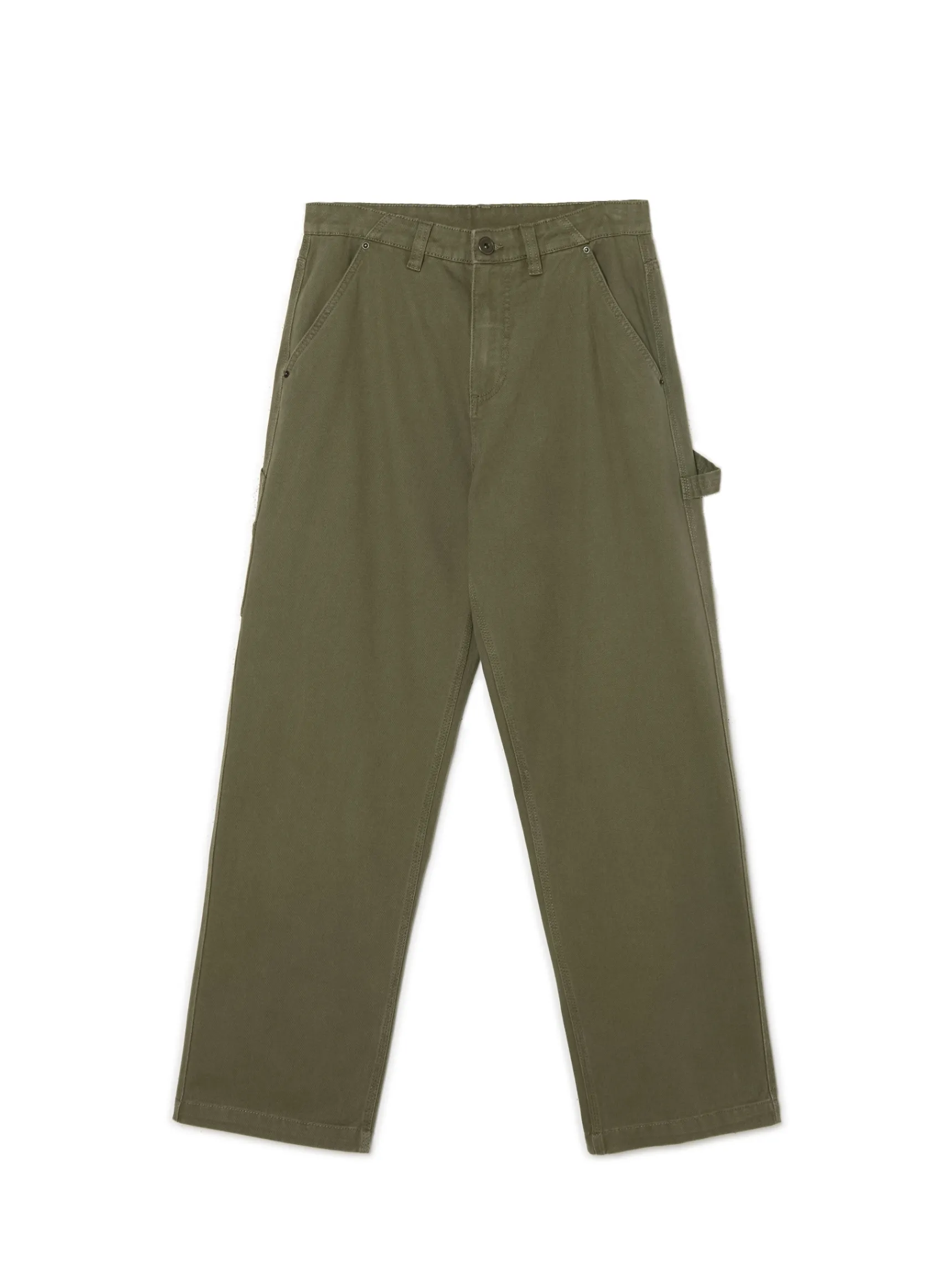 Fashion Cropp Oliwkowe spodnie wide leg zielony