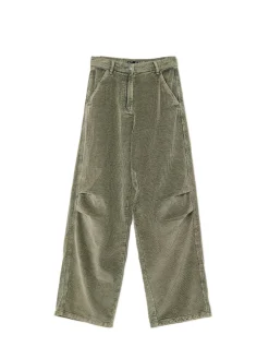 Best Cropp Oliwkowe sztruksowe spodnie zielony