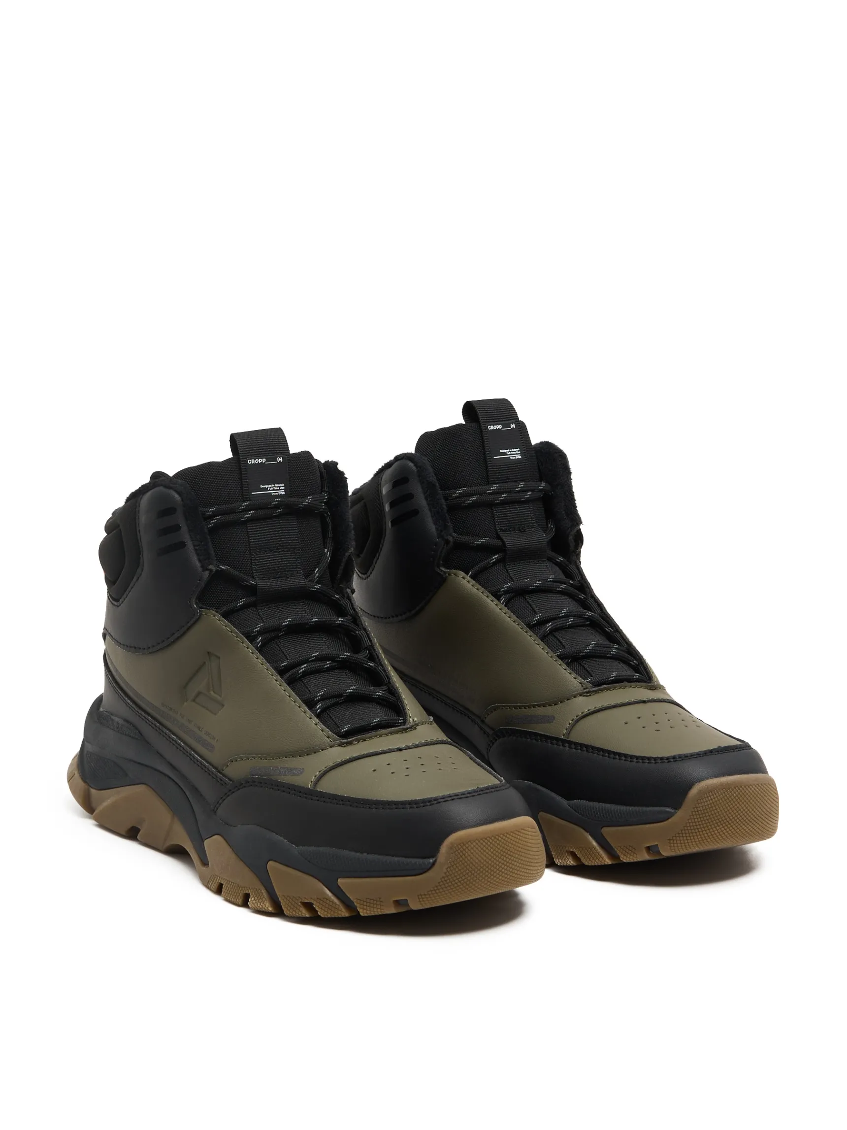 Discount Cropp Oliwkowe wysokie sneakersy na zimę zielony