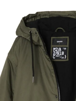 Clearance Cropp Oliwkowy płaszcz z kapturem zielony