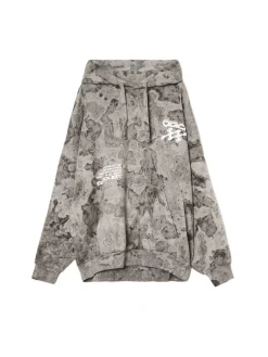 Fashion Cropp Oversizowa bluza z kapturem i nadrukiem szary