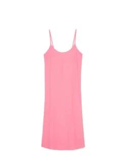 Discount Cropp Pastelowa sukienka midi z wiskozy i lnu różowy