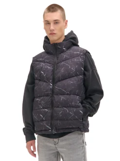 Sale Cropp Pikowana kamizelka z nadrukiem czarny