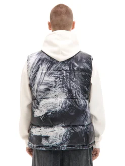 Clearance Cropp Pikowana kamizelka z nadrukiem czarny
