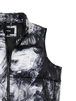 Clearance Cropp Pikowana kamizelka z nadrukiem czarny