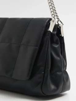 Fashion Cropp Pikowana torebka na ramię z łańcuszkiem czarny