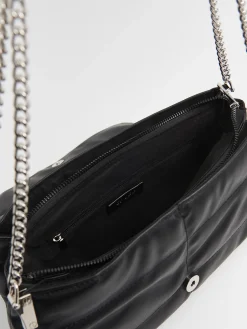 Fashion Cropp Pikowana torebka na ramię z łańcuszkiem czarny