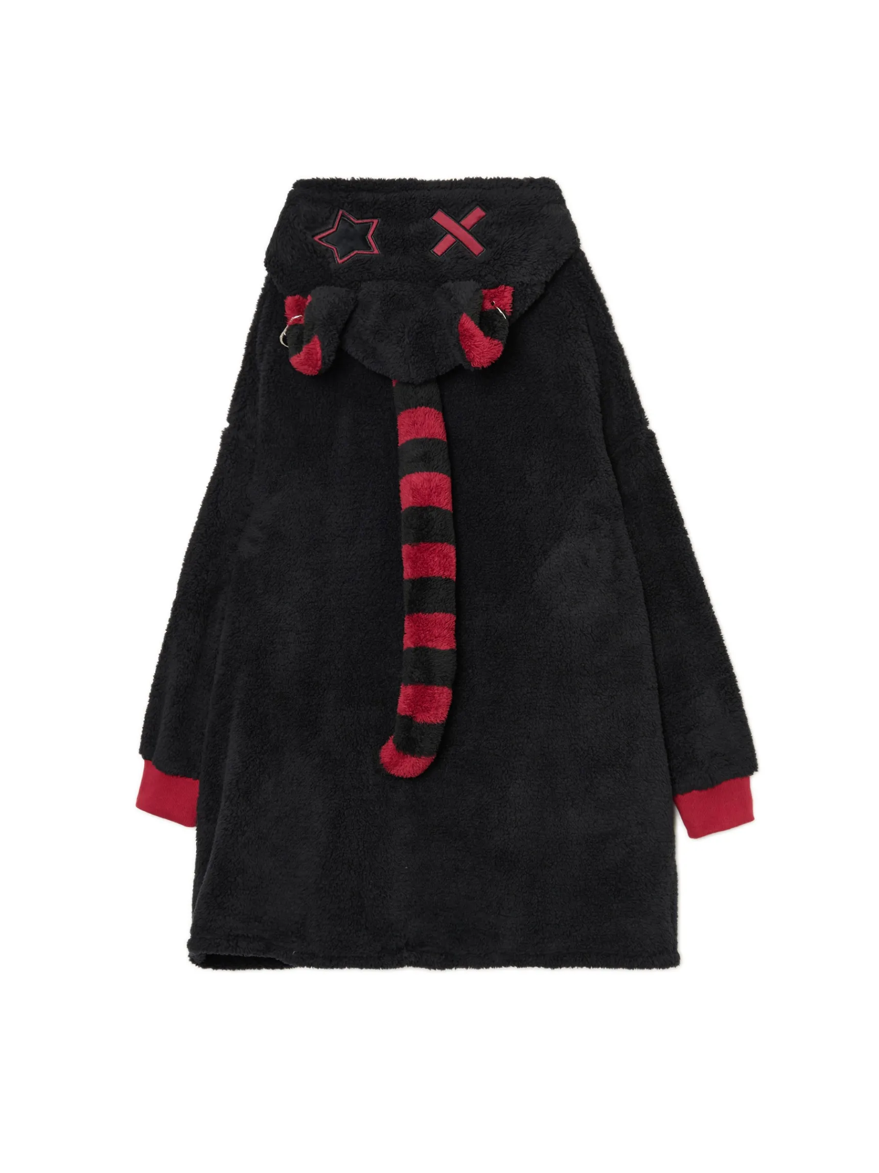 Best Cropp Pluszowa bluza snuddie z kotem czarny