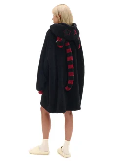 Best Cropp Pluszowa bluza snuddie z kotem czarny
