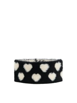 Clearance Cropp Pluszowa opaska w serduszka czarny